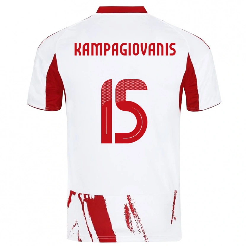 Danxen Criança Camisola Anastasios Kampagiovanis #15 Branco Vermelho Alternativa 2025/26 Camisa Brasil