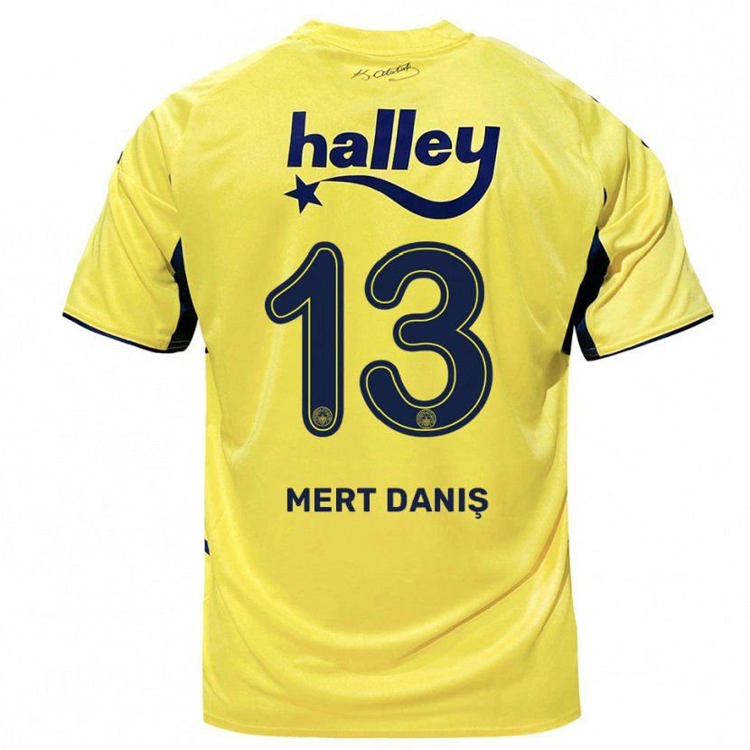 Danxen Criança Camisola Mustafa Mert Danış #13 Amarelo Marinho Alternativa 2025/26 Camisa Brasil