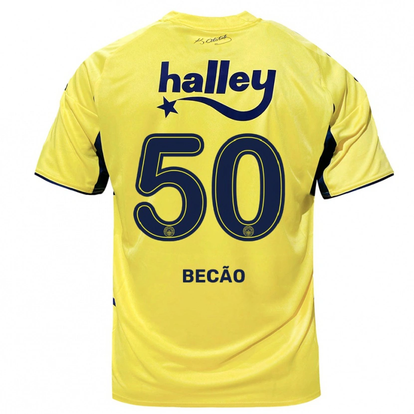 Danxen Criança Camisola Rodrigo Becão #50 Amarelo Marinho Alternativa 2025/26 Camisa Brasil
