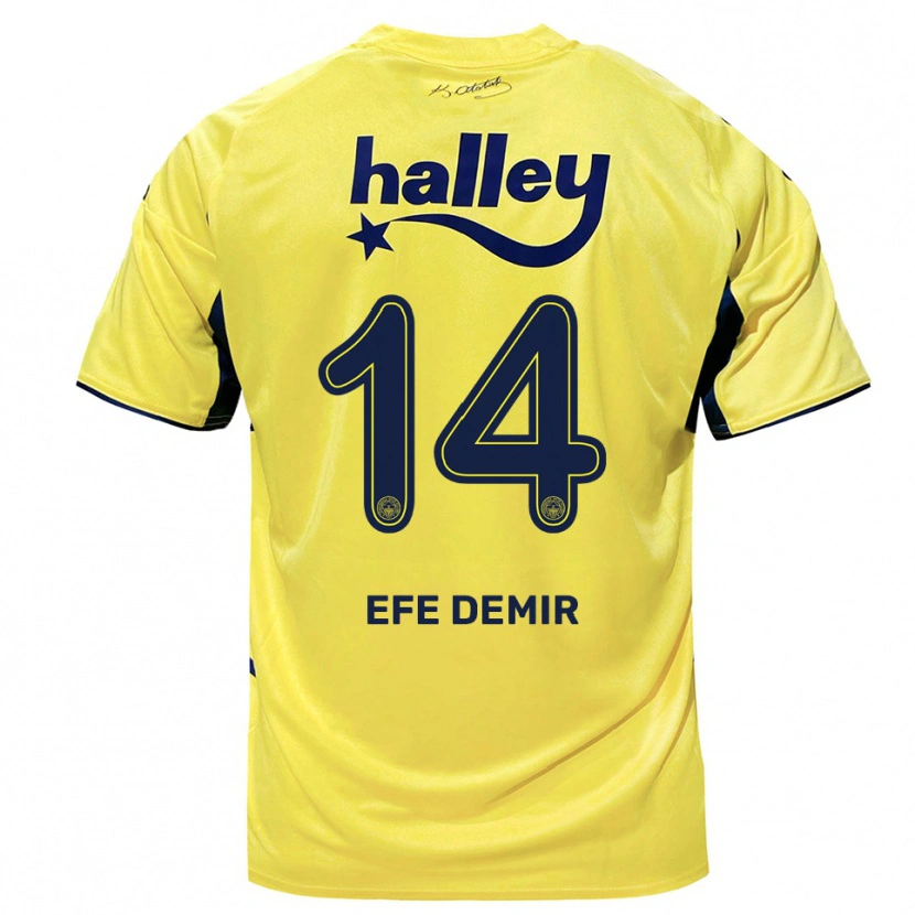 Danxen Criança Camisola Yiğit Efe Demir #14 Amarelo Marinho Alternativa 2025/26 Camisa Brasil