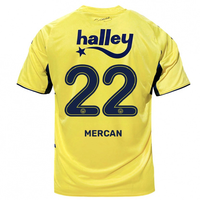 Danxen Criança Camisola Levent Mercan #22 Amarelo Marinho Alternativa 2025/26 Camisa Brasil