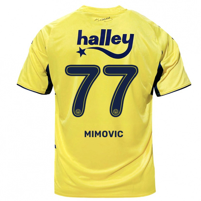 Danxen Criança Camisola Ognjen Mimovic #77 Amarelo Marinho Alternativa 2025/26 Camisa Brasil