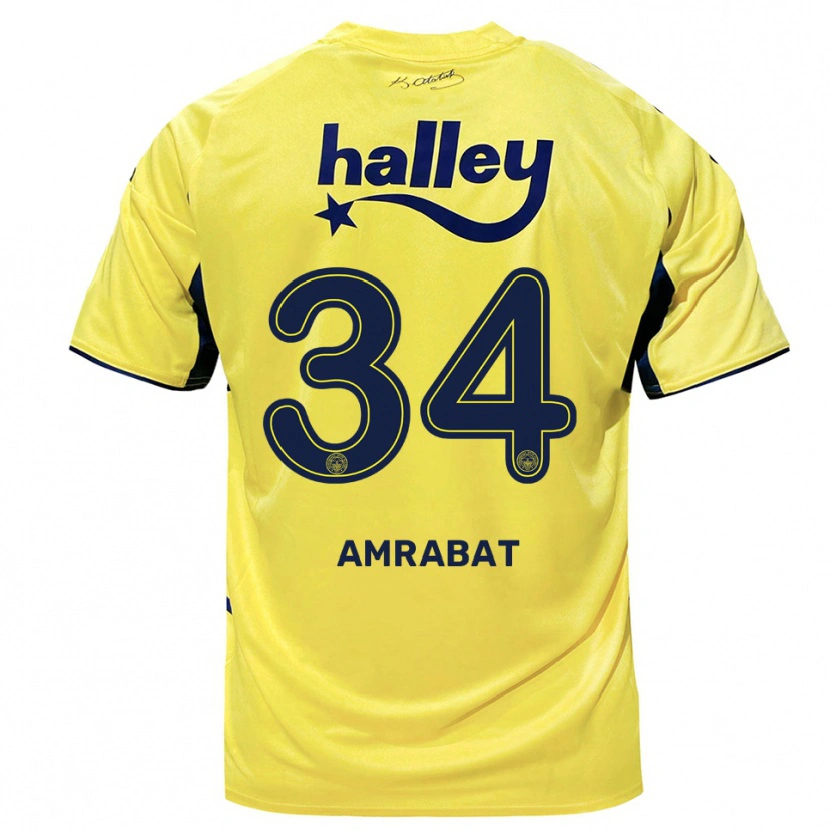 Danxen Criança Camisola Sofyan Amrabat #34 Amarelo Marinho Alternativa 2025/26 Camisa Brasil