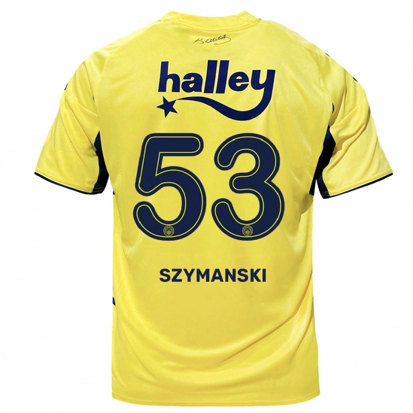 Danxen Criança Camisola Sebastian Szymański #53 Amarelo Marinho Alternativa 2025/26 Camisa Brasil