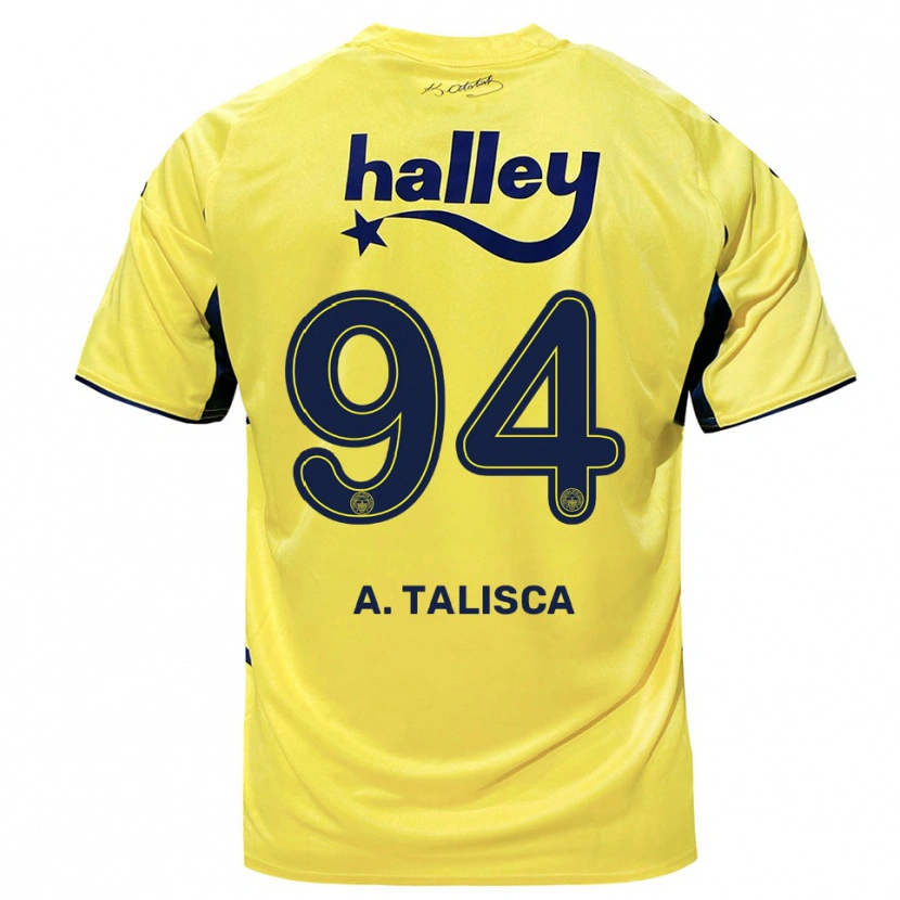 Danxen Criança Camisola Talisca #94 Amarelo Marinho Alternativa 2025/26 Camisa Brasil