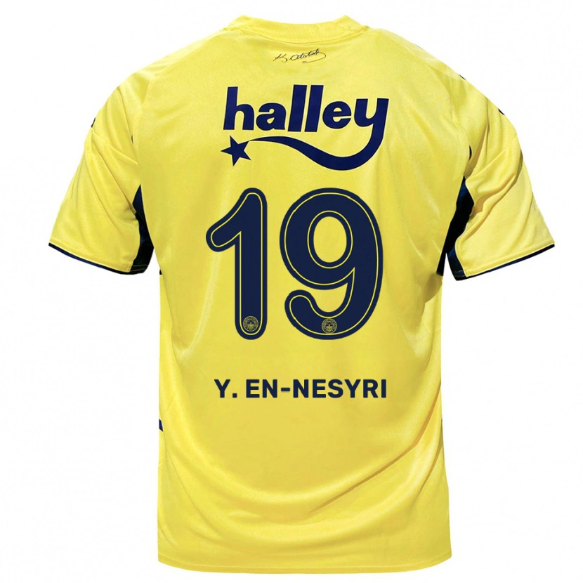 Danxen Criança Camisola Youssef En-Nesyri #19 Amarelo Marinho Alternativa 2025/26 Camisa Brasil