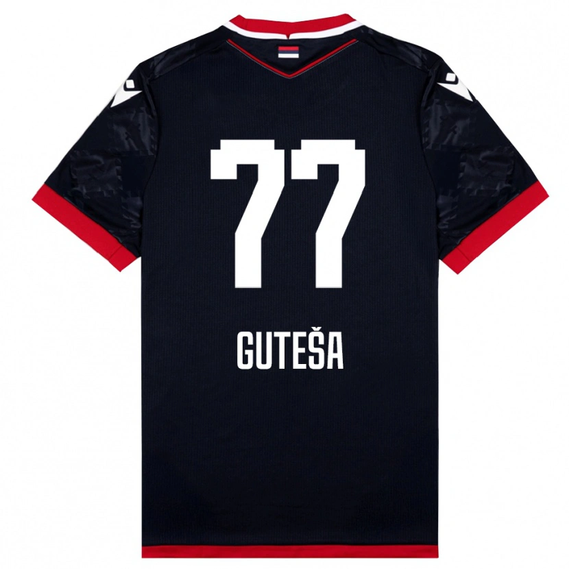 Danxen Criança Camisola Ivan Guteša #77 Preto Vermelho Alternativa 2025/26 Camisa Brasil