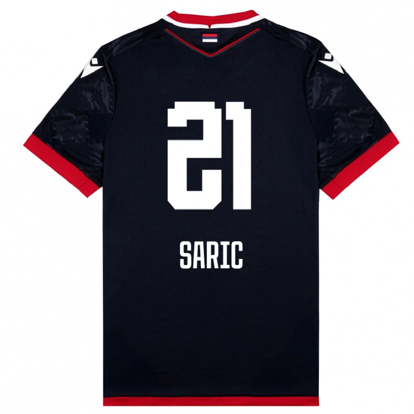 Danxen Criança Camisola Dimitrije Saric #21 Preto Vermelho Alternativa 2025/26 Camisa Brasil