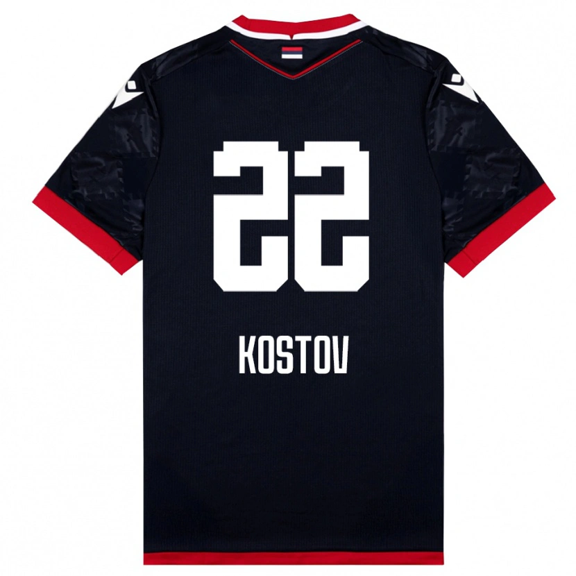 Danxen Criança Camisola Vasilije Kostov #22 Preto Vermelho Alternativa 2025/26 Camisa Brasil