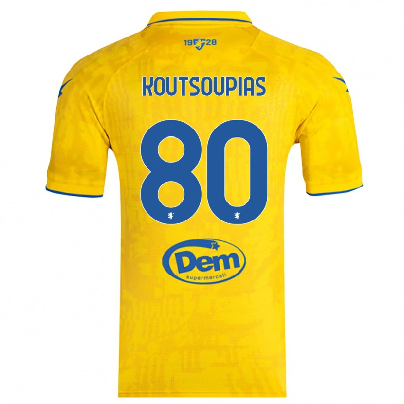 Danxen Homem Camisola Ilias Koutsoupias #80 Amarelo Azul Principal 2025/26 Camisa Brasil