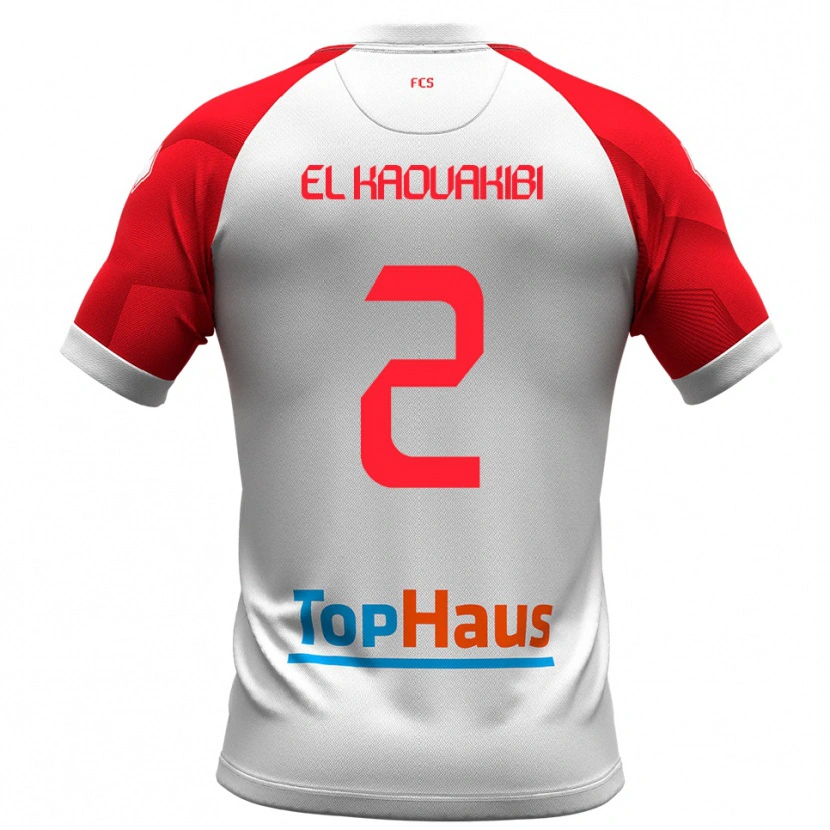 Danxen Homem Camisola Hamza El Kaouakibi #2 Branco Vermelho Principal 2025/26 Camisa Brasil