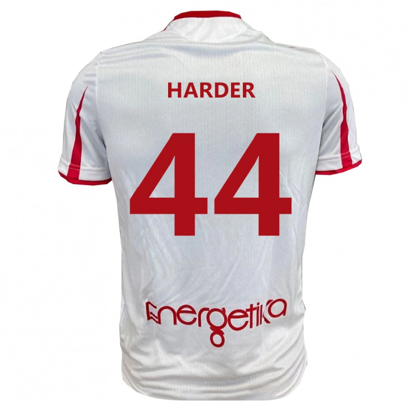 Danxen Homem Camisola Jonas Harder #44 Branco Vermelho Principal 2025/26 Camisa Brasil