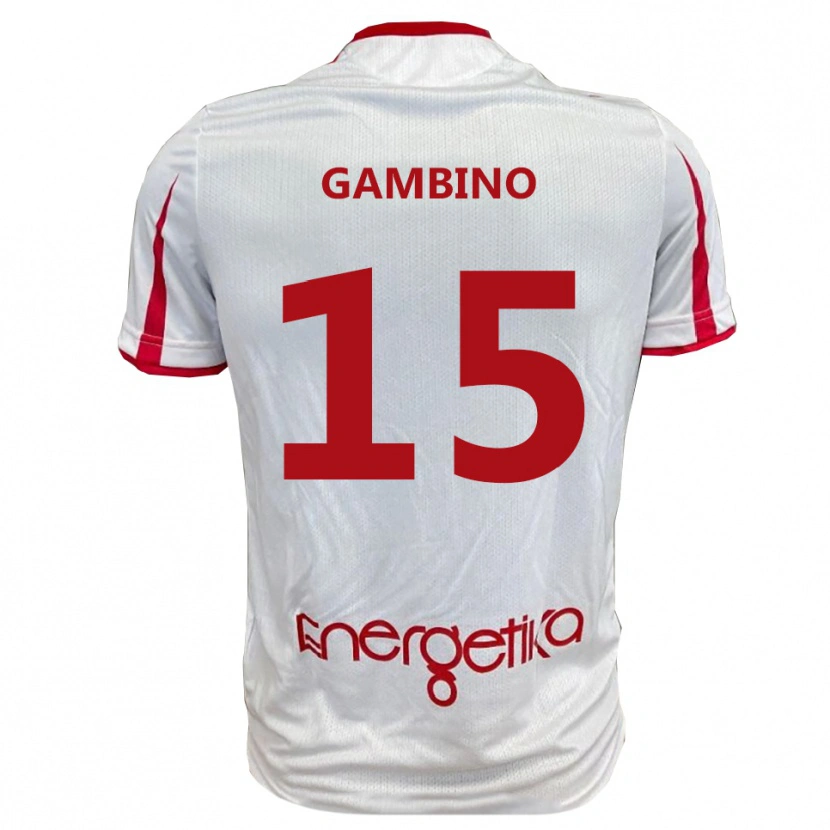 Danxen Homem Camisola Christian Gambino #15 Branco Vermelho Principal 2025/26 Camisa Brasil
