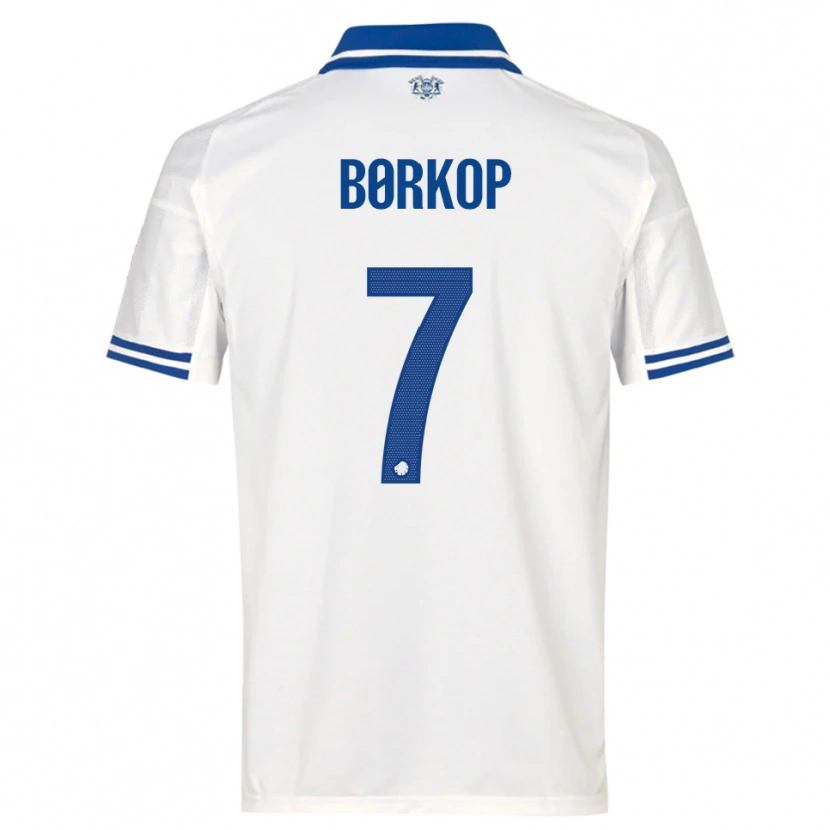 Danxen Homem Camisola Julie Børkop #7 Branco Azul Principal 2025/26 Camisa Brasil