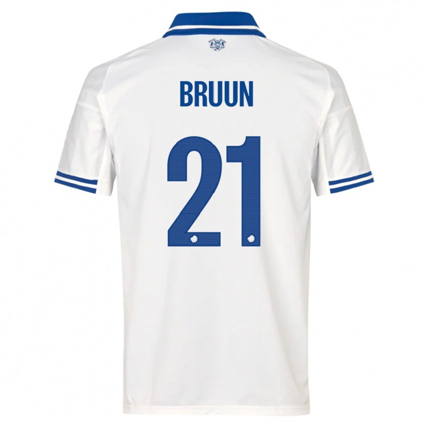 Danxen Homem Camisola Alfred Bruun #21 Branco Azul Principal 2025/26 Camisa Brasil
