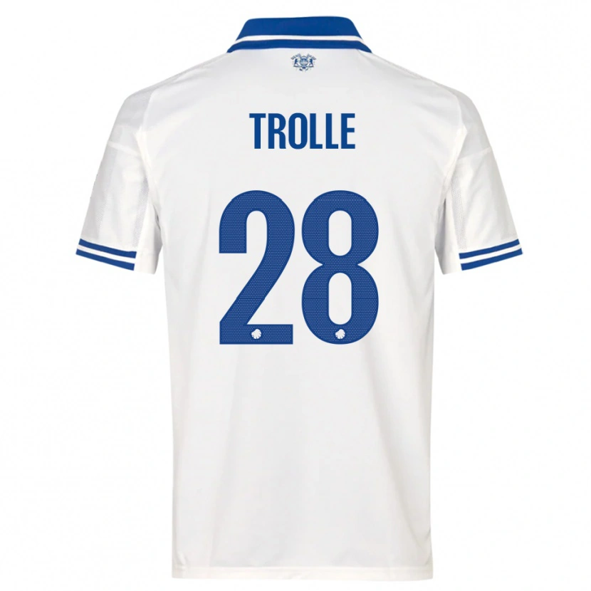 Danxen Homem Camisola Frederikke Trolle #28 Branco Azul Principal 2025/26 Camisa Brasil
