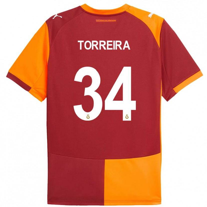 Danxen Homem Camisola Lucas Torreira #34 Vermelho Laranja Principal 2025/26 Camisa Brasil