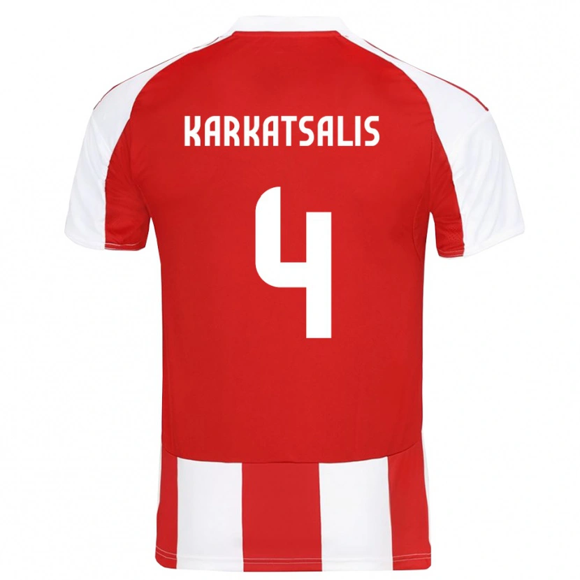 Danxen Homem Camisola Vasilios Karkatsalis #4 Vermelho Branco Principal 2025/26 Camisa Brasil