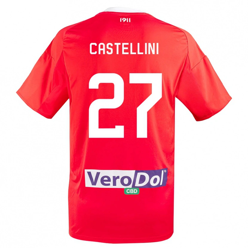 Danxen Homem Camisola Alessio Castellini #27 Vermelho Branco Alternativa 2025/26 Camisa Brasil