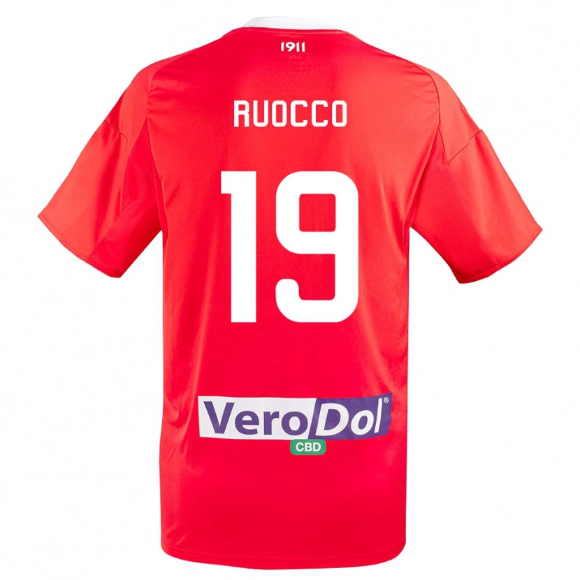 Danxen Homem Camisola Francesco Ruocco #19 Vermelho Branco Alternativa 2025/26 Camisa Brasil