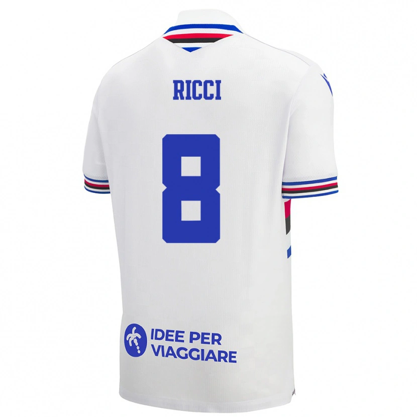 Danxen Homem Camisola Matteo Ricci #8 Branco Azul Vermelho Alternativa 2025/26 Camisa Brasil