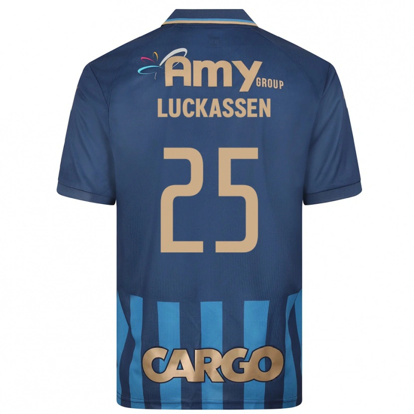 Danxen Homem Camisola Derrick Luckassen #25 Azul Marinho Alternativa 2025/26 Camisa Brasil