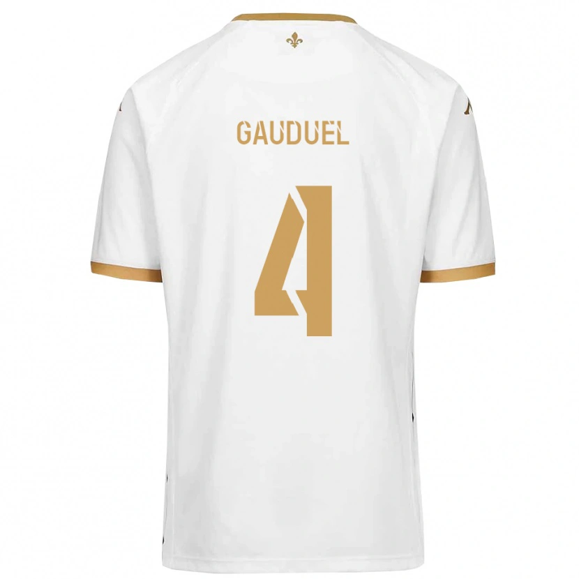 Danxen Homem Camisola Sacha Gauduel #4 Branco Dourado Alternativa 2025/26 Camisa Brasil