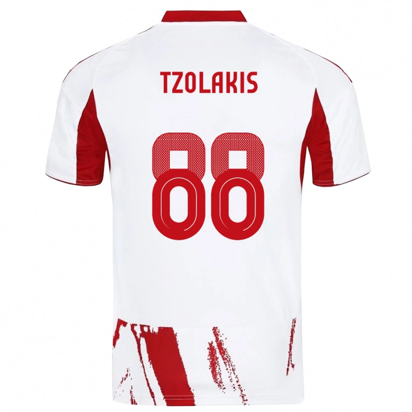 Danxen Homem Camisola Konstantinos Tzolakis #88 Branco Vermelho Alternativa 2025/26 Camisa Brasil