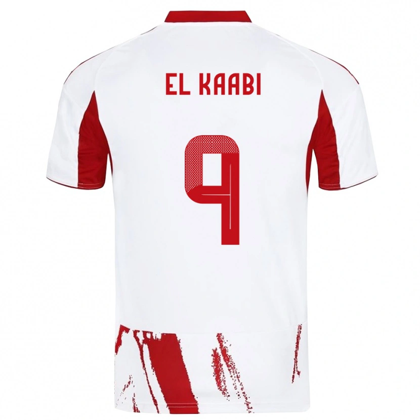Danxen Homem Camisola Ayoub El Kaabi #9 Branco Vermelho Alternativa 2025/26 Camisa Brasil