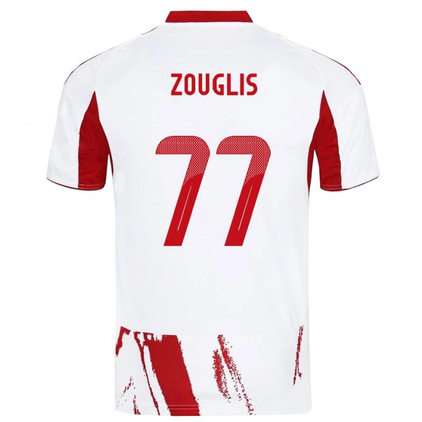 Danxen Homem Camisola Nikolaos Zouglis #77 Branco Vermelho Alternativa 2025/26 Camisa Brasil