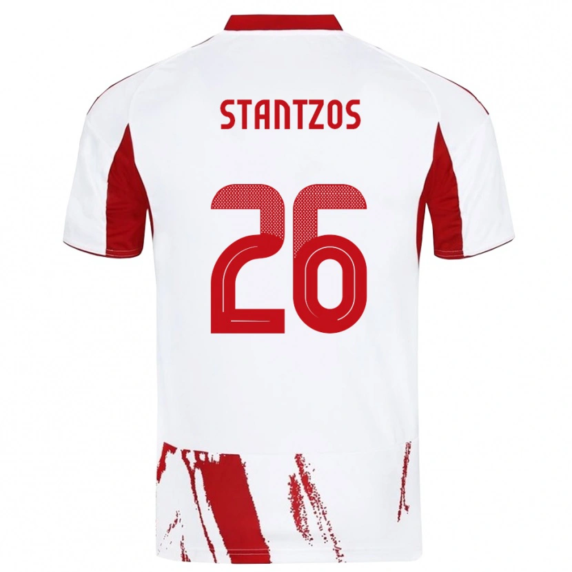Danxen Homem Camisola Athanasios Stantzos #26 Branco Vermelho Alternativa 2025/26 Camisa Brasil