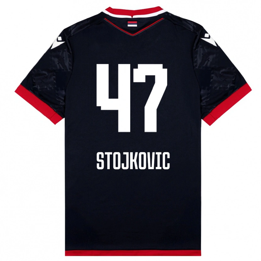 Danxen Homem Camisola Strahinja Stojkovic #47 Preto Vermelho Alternativa 2025/26 Camisa Brasil