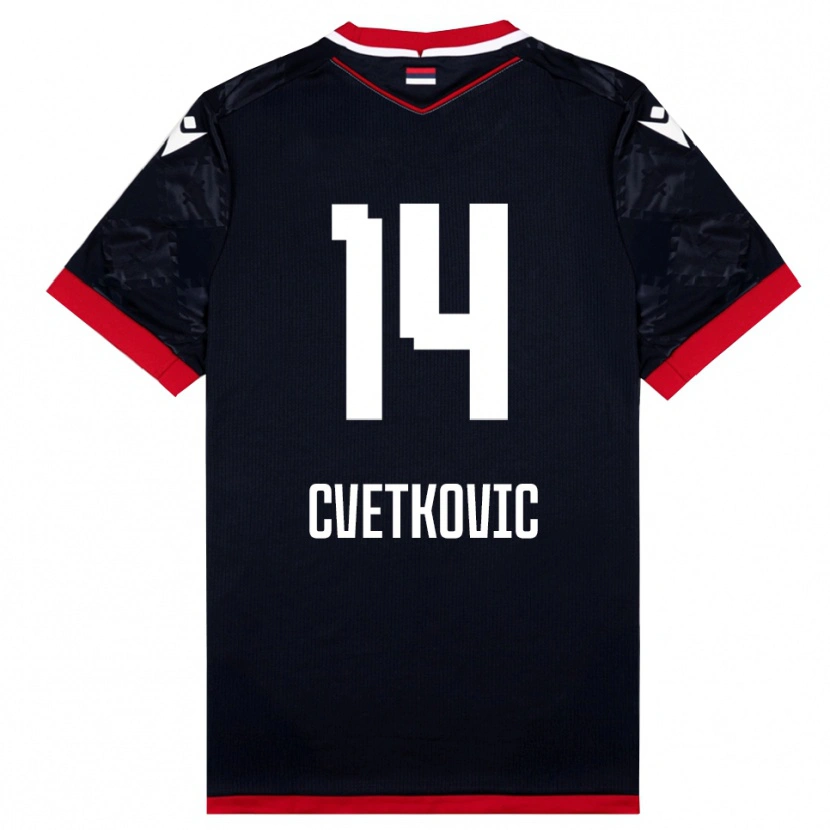 Danxen Homem Camisola Djordje Cvetkovic #14 Preto Vermelho Alternativa 2025/26 Camisa Brasil