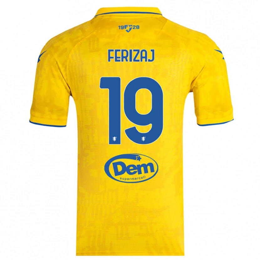 Danxen Mulher Camisola Justin Ferizaj #19 Amarelo Azul Principal 2025/26 Camisa Brasil