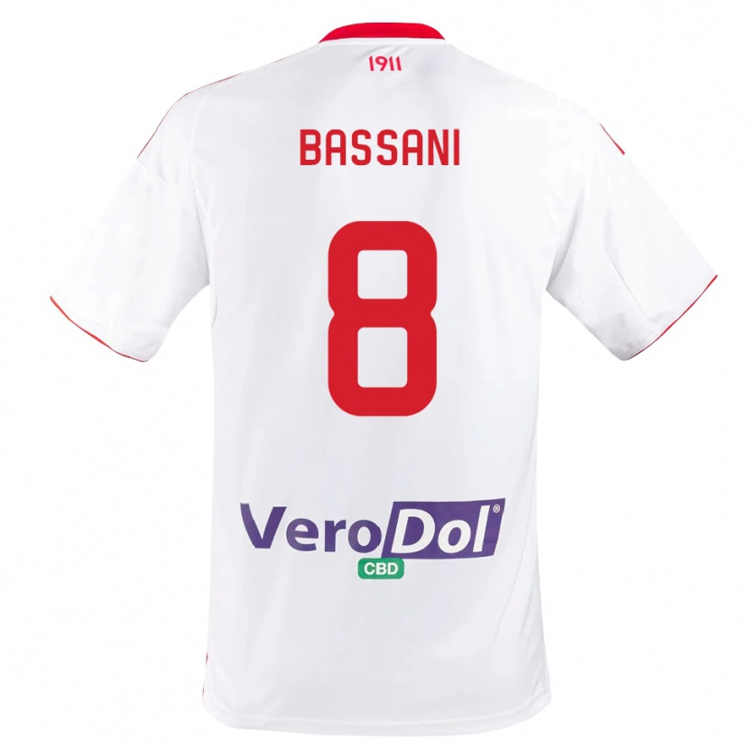 Danxen Mulher Camisola Nicolò Bassani #8 Branco Vermelho Principal 2025/26 Camisa Brasil