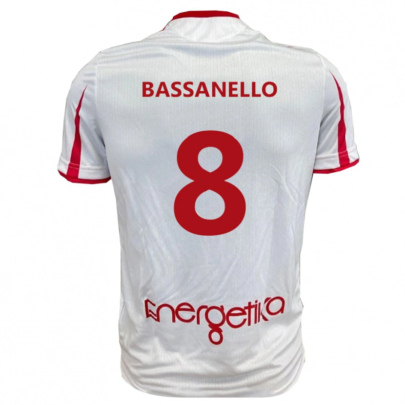 Danxen Mulher Camisola Davide Bassanello #8 Branco Vermelho Principal 2025/26 Camisa Brasil