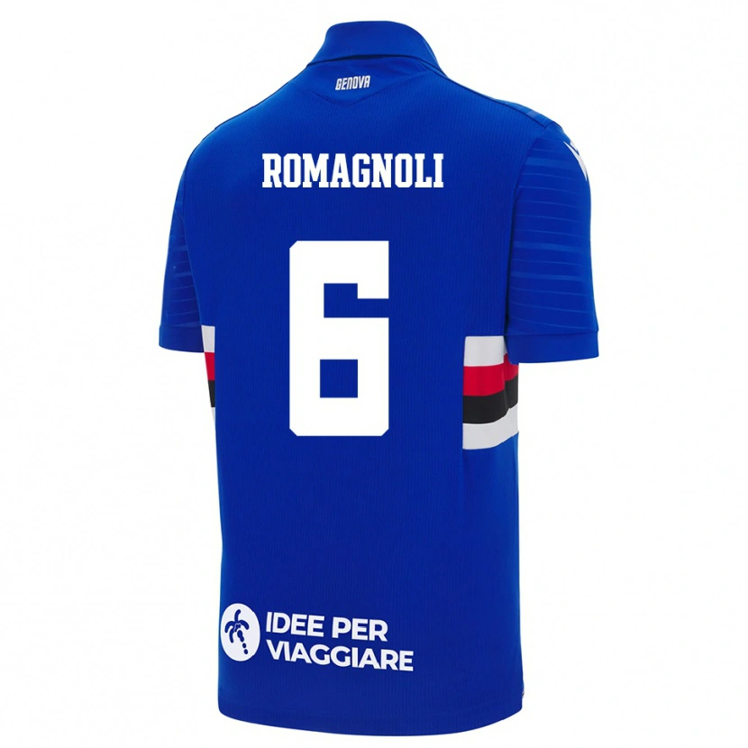 Danxen Mulher Camisola Simone Romagnoli #6 Azul Branco Principal 2025/26 Camisa Brasil