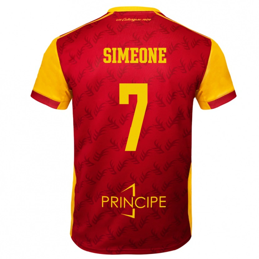 Danxen Mulher Camisola Mattia Simeone #7 Amarelo Vermelho Principal 2025/26 Camisa Brasil