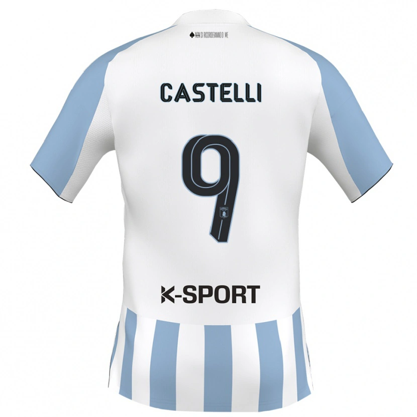 Danxen Mulher Camisola Davide Castelli #9 Branco Azul Celeste Principal 2025/26 Camisa Brasil