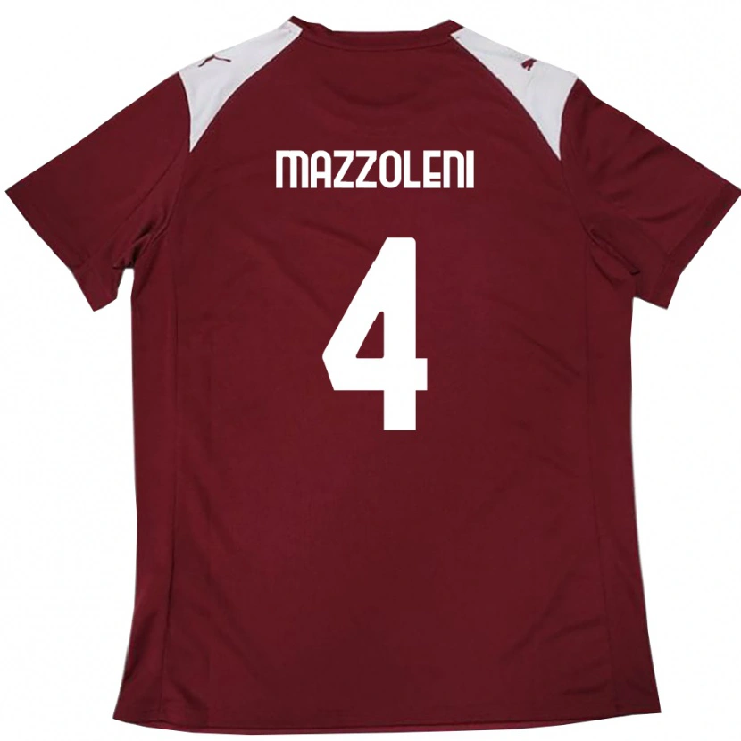 Danxen Mulher Camisola Riccardo Mazzoleni #4 Borgonha Branco Principal 2025/26 Camisa Brasil