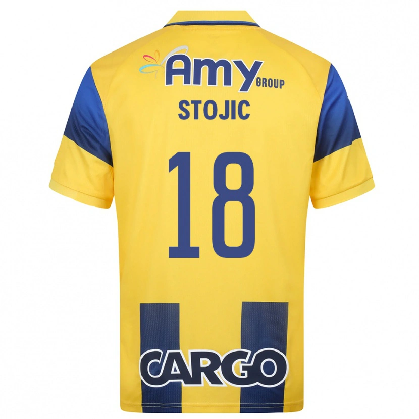 Danxen Mulher Camisola Nemanja Stojic #18 Amarelo Marinho Principal 2025/26 Camisa Brasil