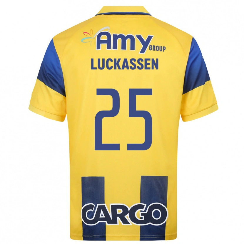 Danxen Mulher Camisola Derrick Luckassen #25 Amarelo Marinho Principal 2025/26 Camisa Brasil