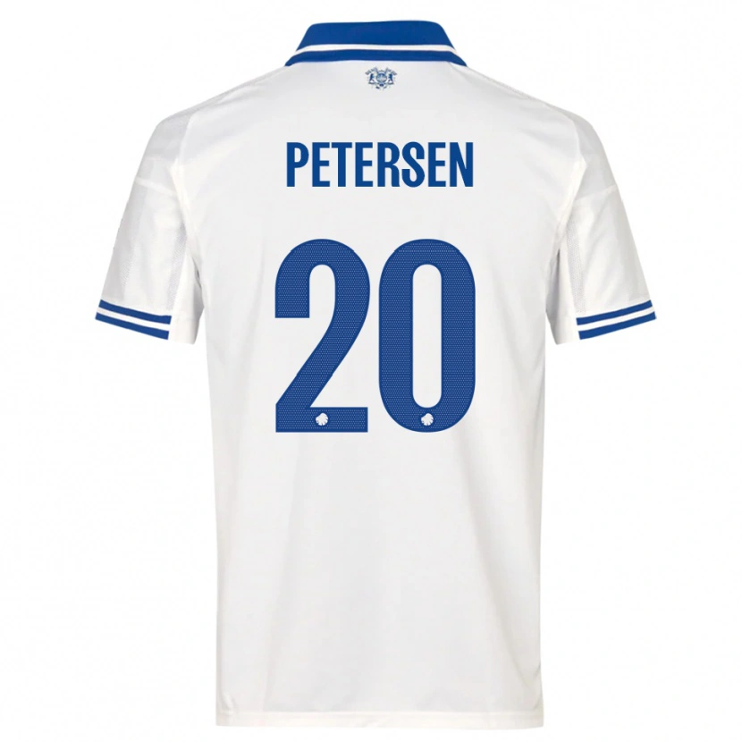 Danxen Mulher Camisola Frederik Petersen #20 Branco Azul Principal 2025/26 Camisa Brasil