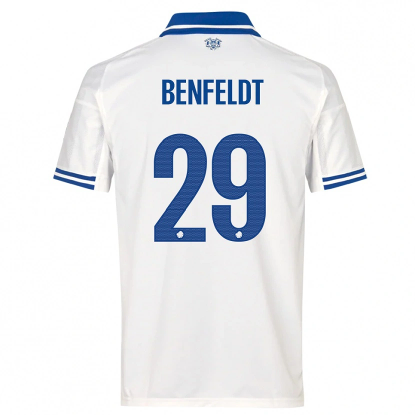 Danxen Mulher Camisola Frederikke Benfeldt #29 Branco Azul Principal 2025/26 Camisa Brasil