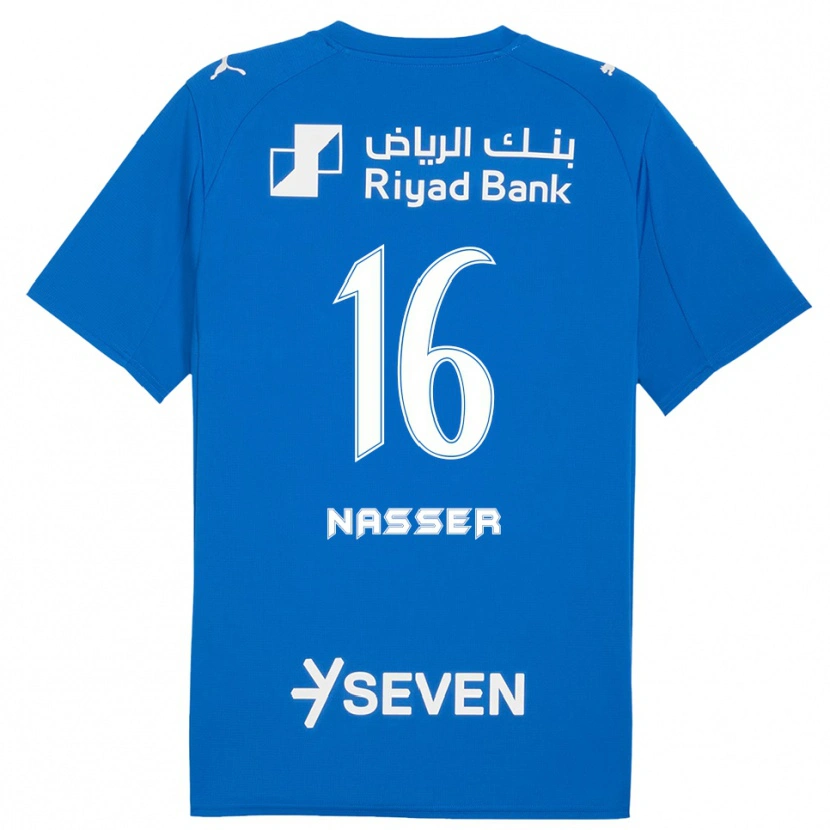 Danxen Mulher Camisola Nasser Al-Dawsari #16 Azul Branco Principal 2025/26 Camisa Brasil