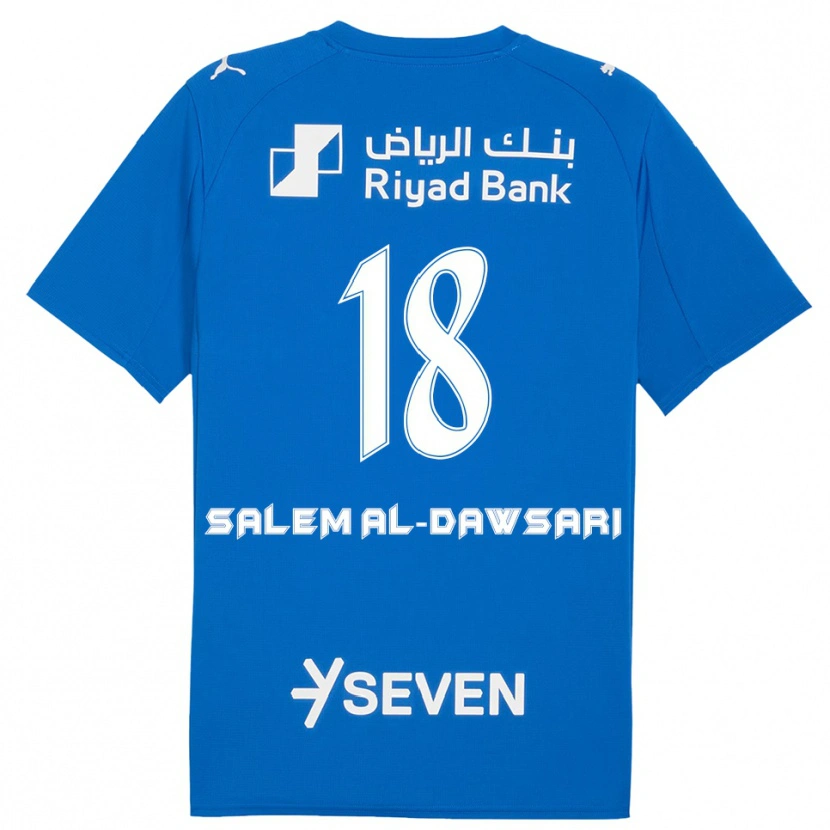 Danxen Mulher Camisola Nawaf Salem Al-Dawsari #18 Azul Branco Principal 2025/26 Camisa Brasil