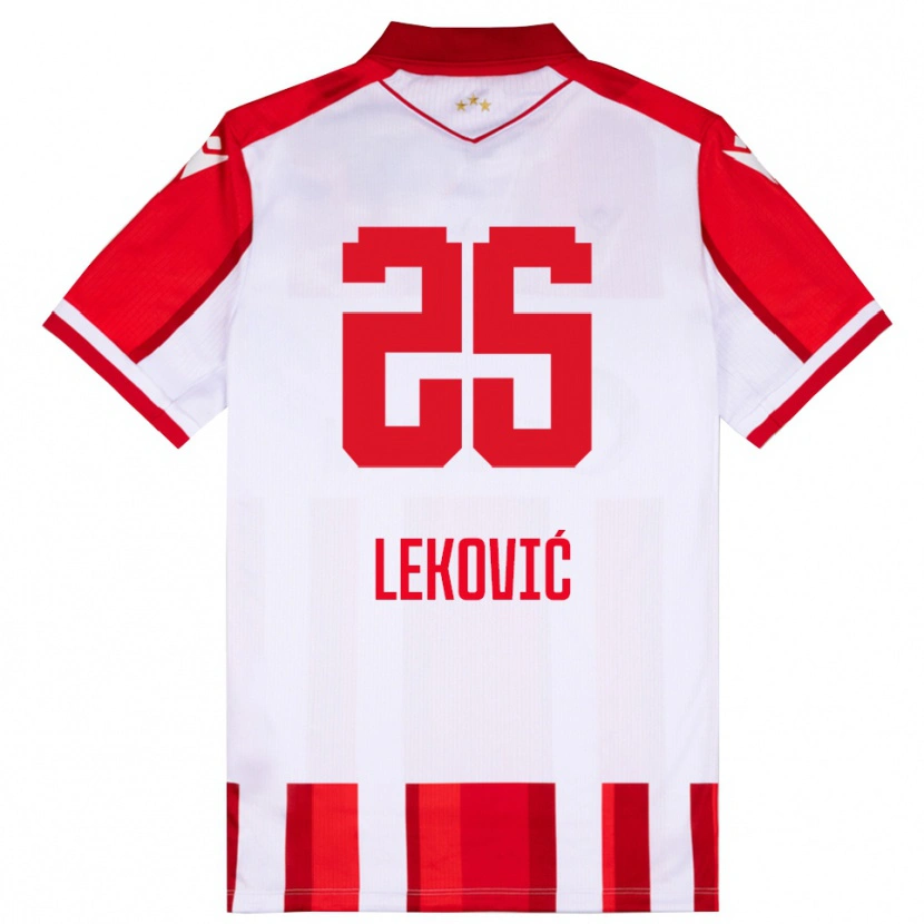 Danxen Mulher Camisola Stefan Leković #25 Vermelho Branco Principal 2025/26 Camisa Brasil