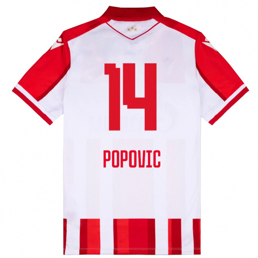 Danxen Mulher Camisola Mihajlo Popovic #14 Vermelho Branco Principal 2025/26 Camisa Brasil