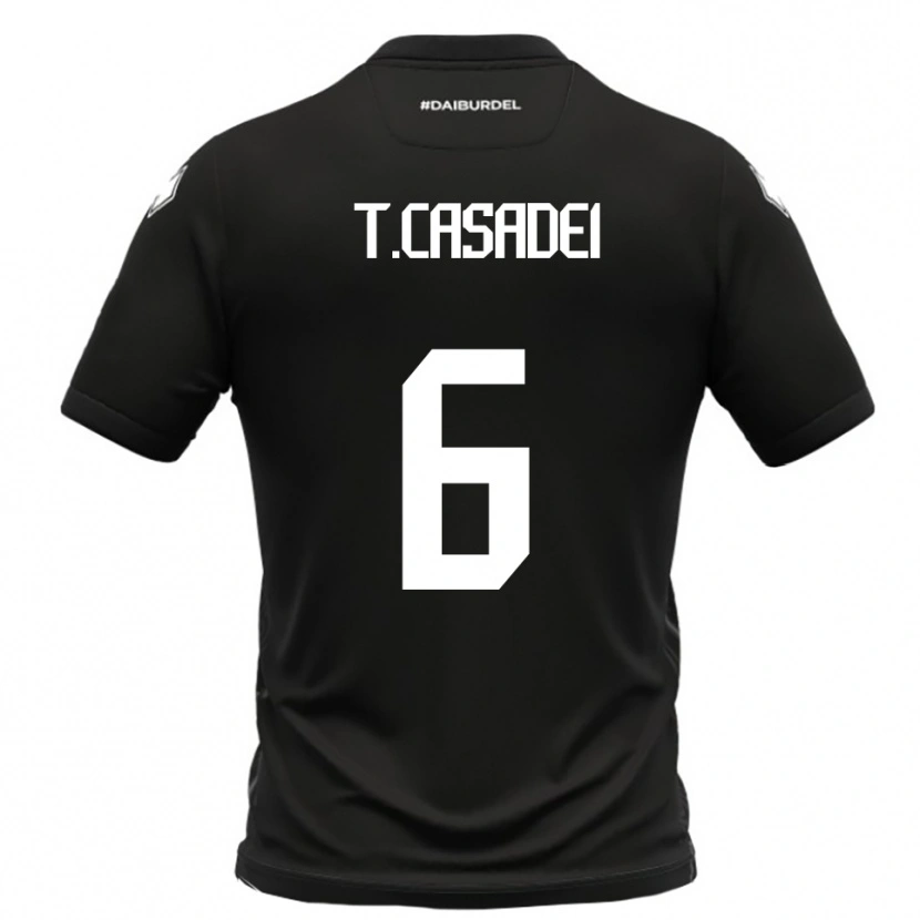 Danxen Mulher Camisola Tommaso Casadei #6 Preto Branco Alternativa 2025/26 Camisa Brasil
