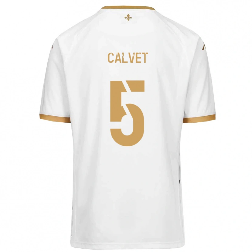 Danxen Mulher Camisola Raphaël Calvet #5 Branco Dourado Alternativa 2025/26 Camisa Brasil